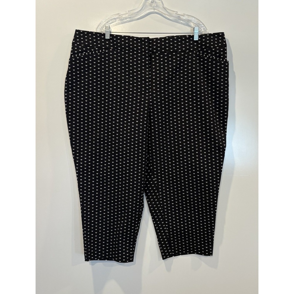 Apt 9 Womens 24W Black White Chevron Print Cropped Trousers Stretch Dress Pants